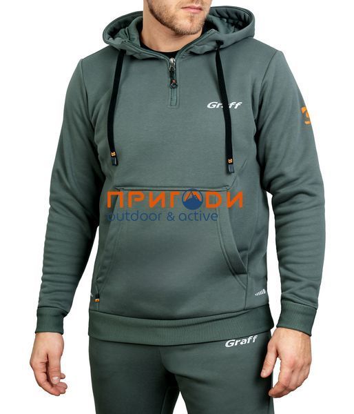 Костюм флісовий худі і штани сіро-зелений - M 232-BL-SP фото